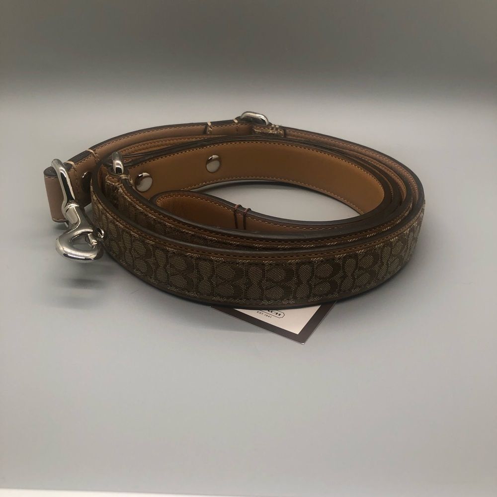 Coach Pet Leash Signature Cross Grain Leather - Saddle and gold NWT - Picture 2 of 2
